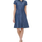 Vestido-camisa feminino Tommy Hilfiger Chambray azul tamanho 2 Petite