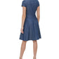 Vestido-camisa feminino Tommy Hilfiger Chambray azul tamanho 2 Petite
