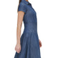Vestido-camisa feminino Tommy Hilfiger Chambray azul tamanho 2 Petite