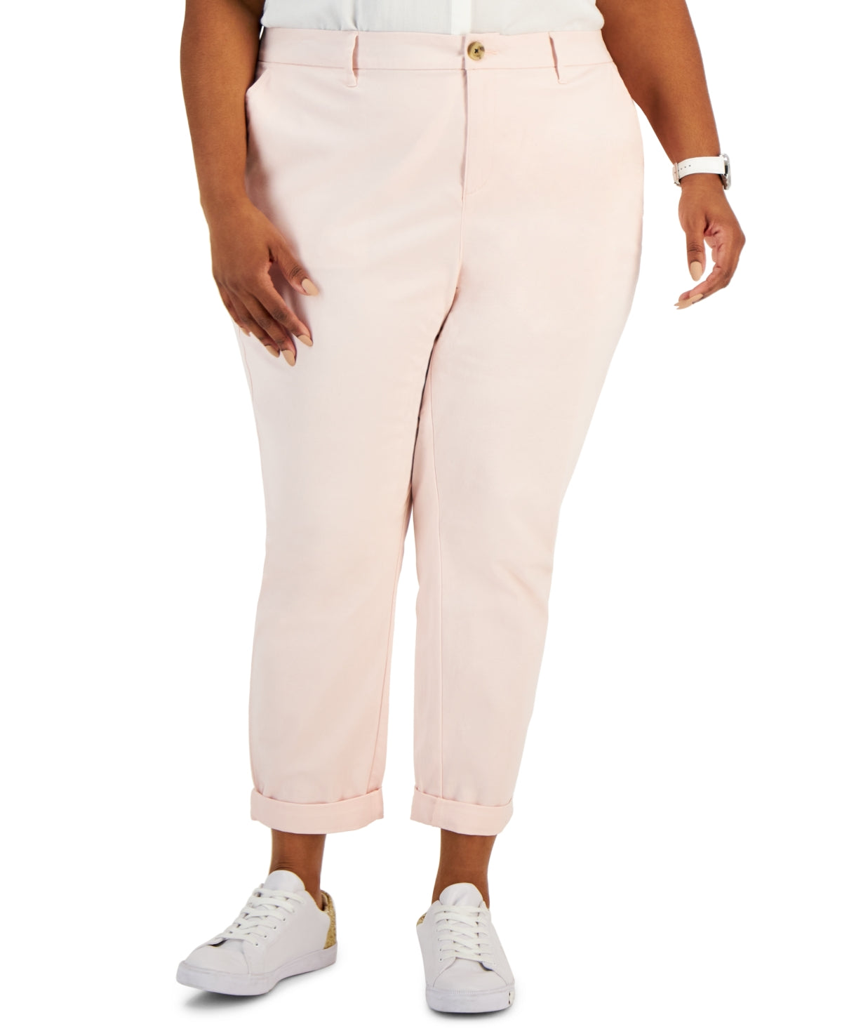 Calça Chino Tommy Hilfiger Th Flex Feminina Rosa Tamanho 22W