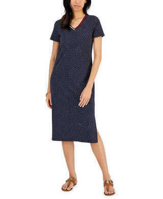 Tommy Hilfiger Women's Polka Dot Midi Dress Blue Size X-Small