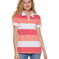 Tommy Hilfiger Polo Rugby Listrado Feminino Manga Curta Rosa Tamanho XG