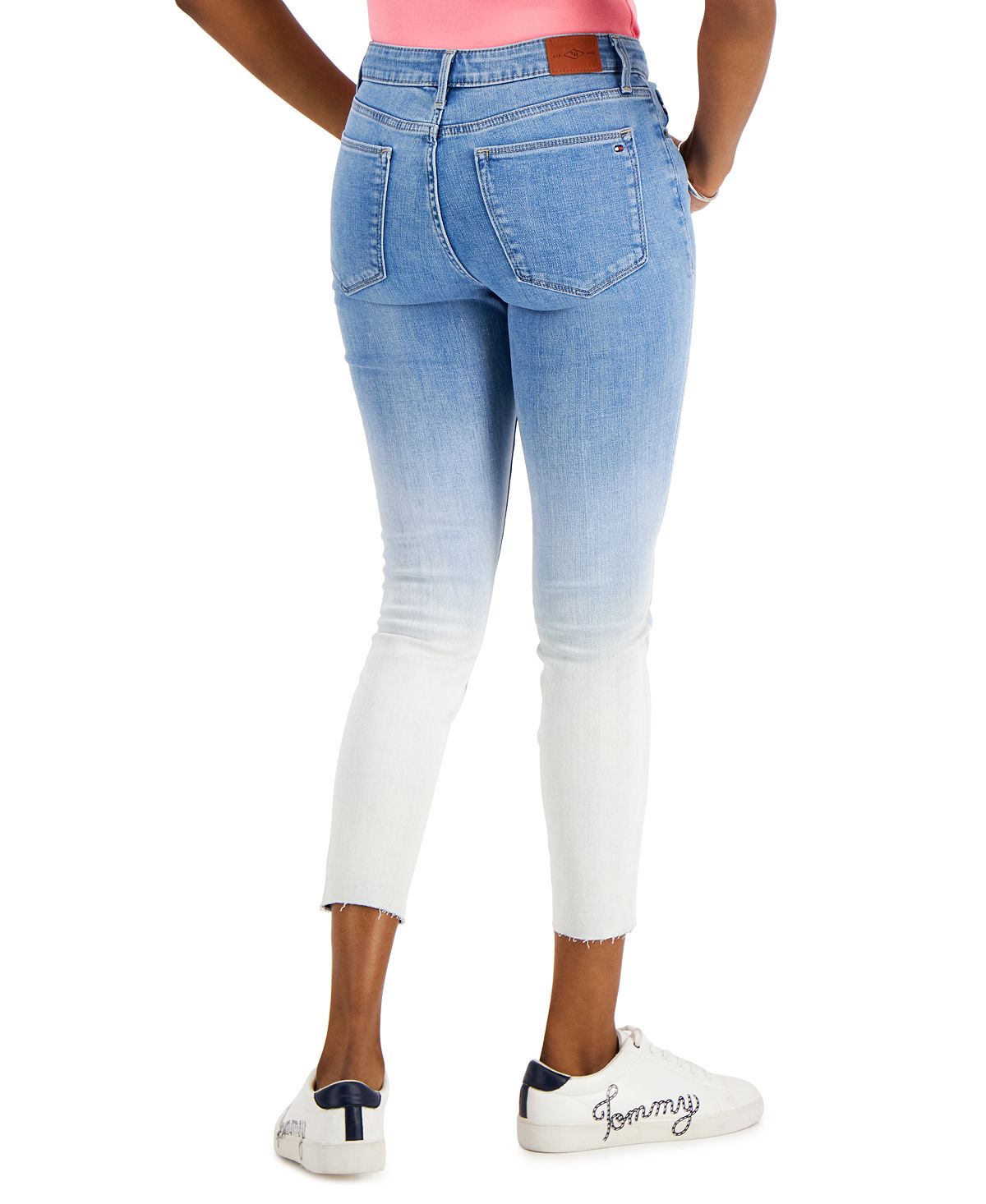 Calça jeans skinny Tommy Hilfiger Tribeca Th Flex Dip Dye feminina, azul, tamanho 18