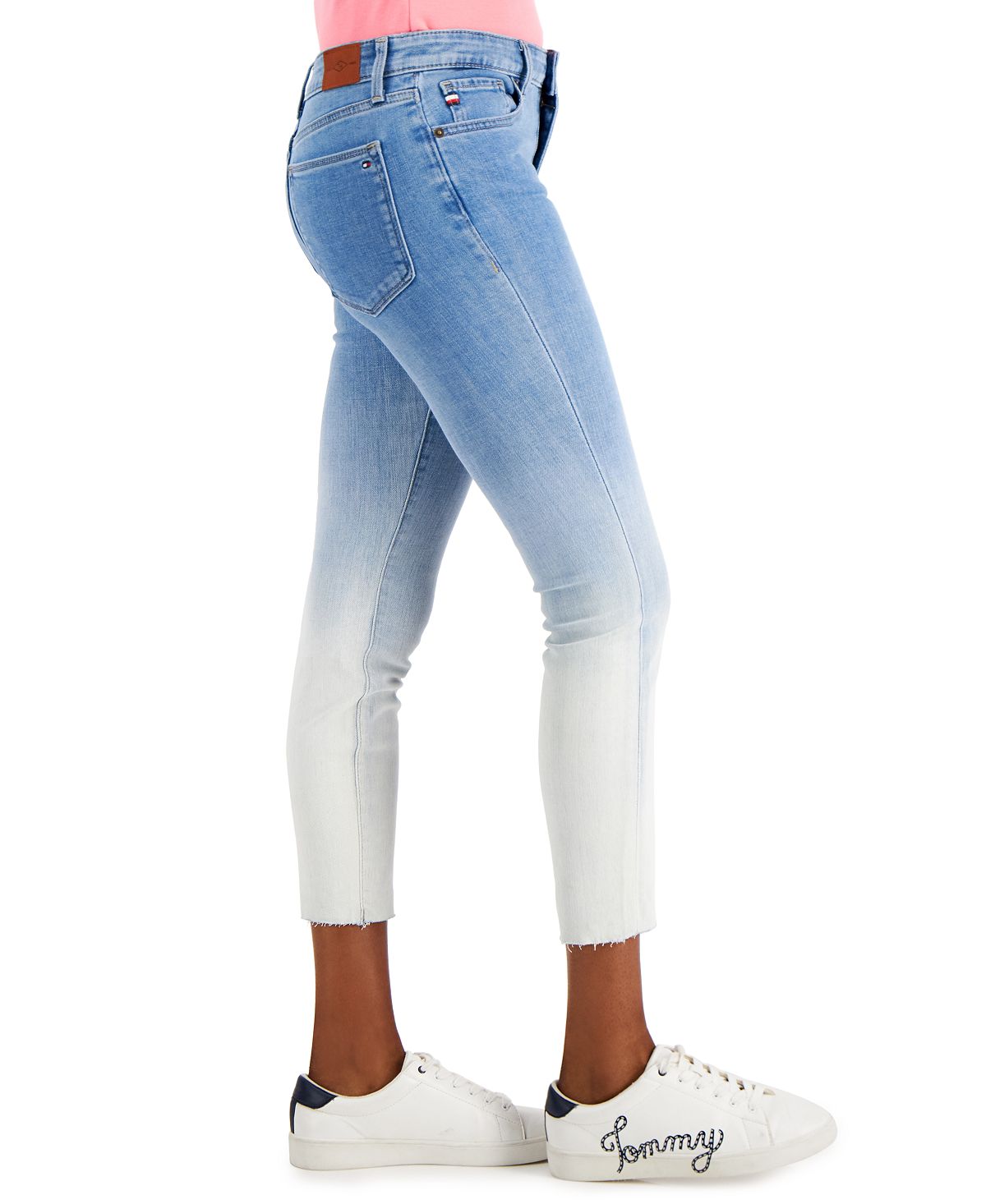 Calça jeans skinny Tommy Hilfiger Tribeca Th Flex Dip Dye feminina, azul, tamanho 12