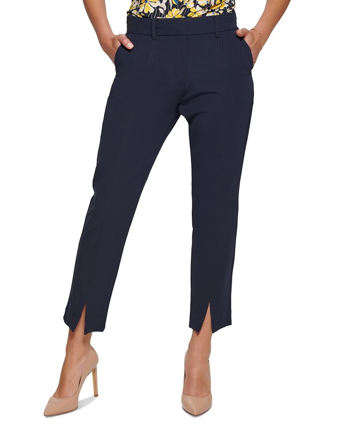 Calça Tommy Hilfiger Slim Ankle Feminina com Fenda Azul Tamanho 8