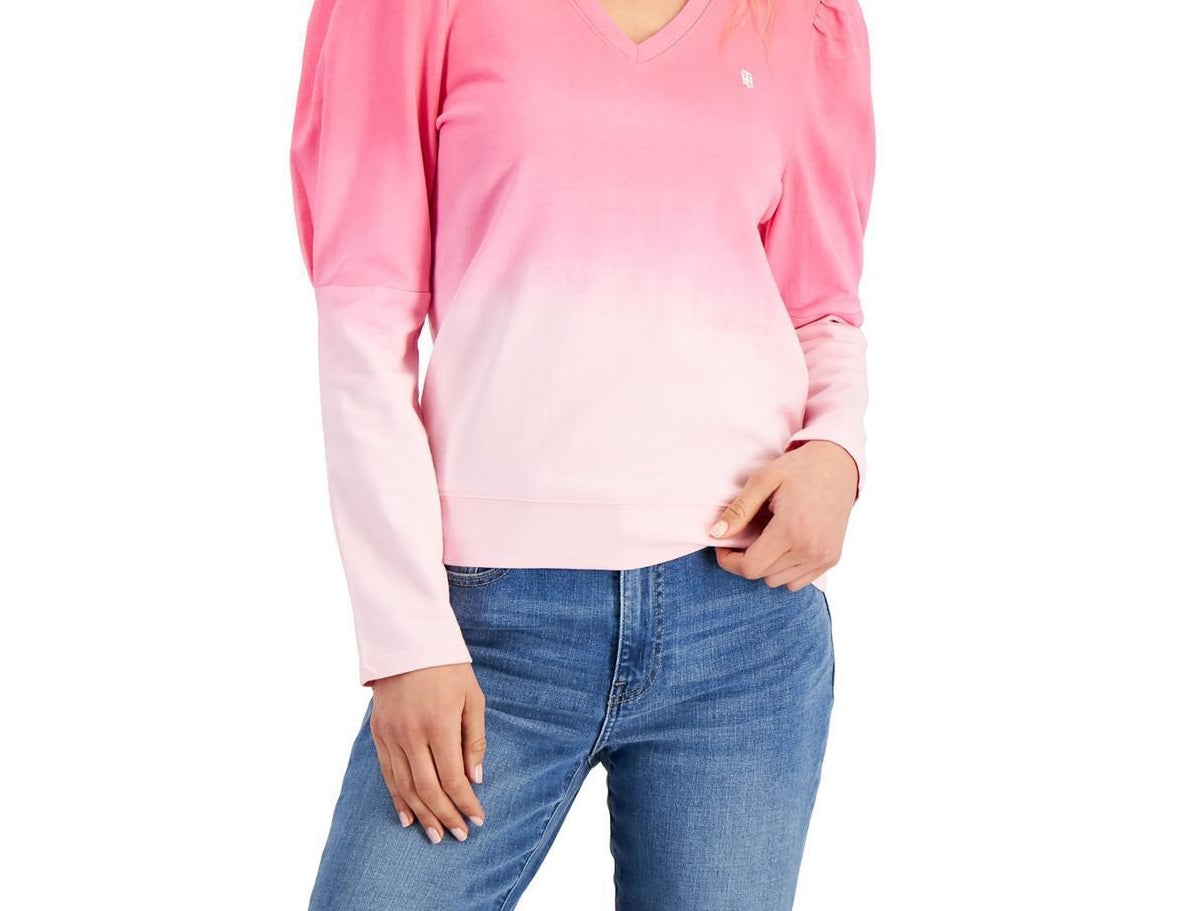 Moletom Tommy Hilfiger Feminino Algodão Ombré Rosa Tamanho Médio