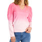 Tommy Hilfiger Blusa Feminina Manga Longa Algodão Ombré Rosa Tamanho P