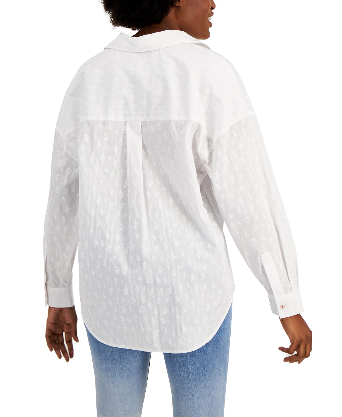 Tommy Hilfiger Túnica Popover Texturizada de Algodão Feminina Branca Tamanho P