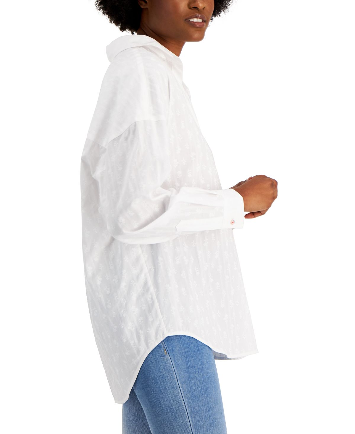 Tommy Hilfiger Túnica Popover Texturizada de Algodão Feminina Branca Tamanho P