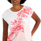 Camiseta feminina Tommy Hilfiger Ombre Floral manga curta rosa tamanho médio