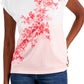 Camiseta feminina Tommy Hilfiger Ombre Floral manga curta rosa tamanho médio