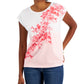 Camiseta feminina Tommy Hilfiger Ombre Floral manga curta rosa tamanho médio