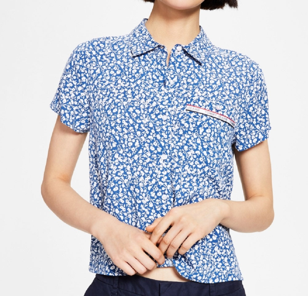 Camisa Tommy Jeans Feminina Estampa Floral Azul Tamanho XS