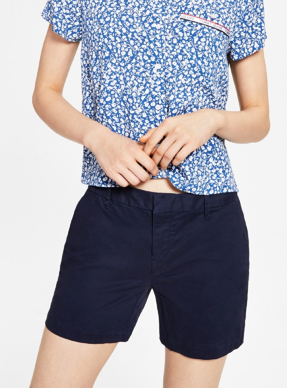 Camisa Tommy Jeans Feminina Estampa Floral Azul Tamanho XS