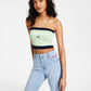 Tommy Jeans Top Bandeau Feminino Color Block Verde Tamanho Grande