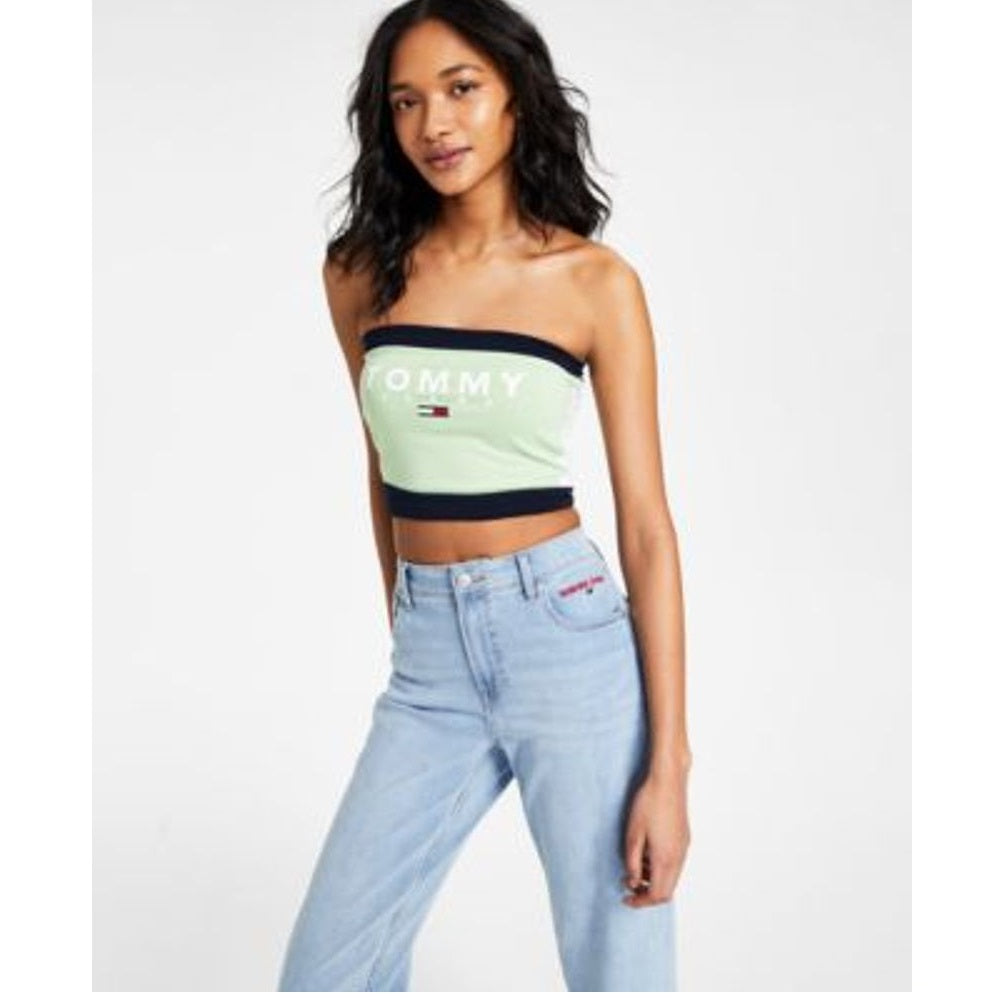Tommy Jeans Feminino Color Block Bandeau Verde Tamanho M
