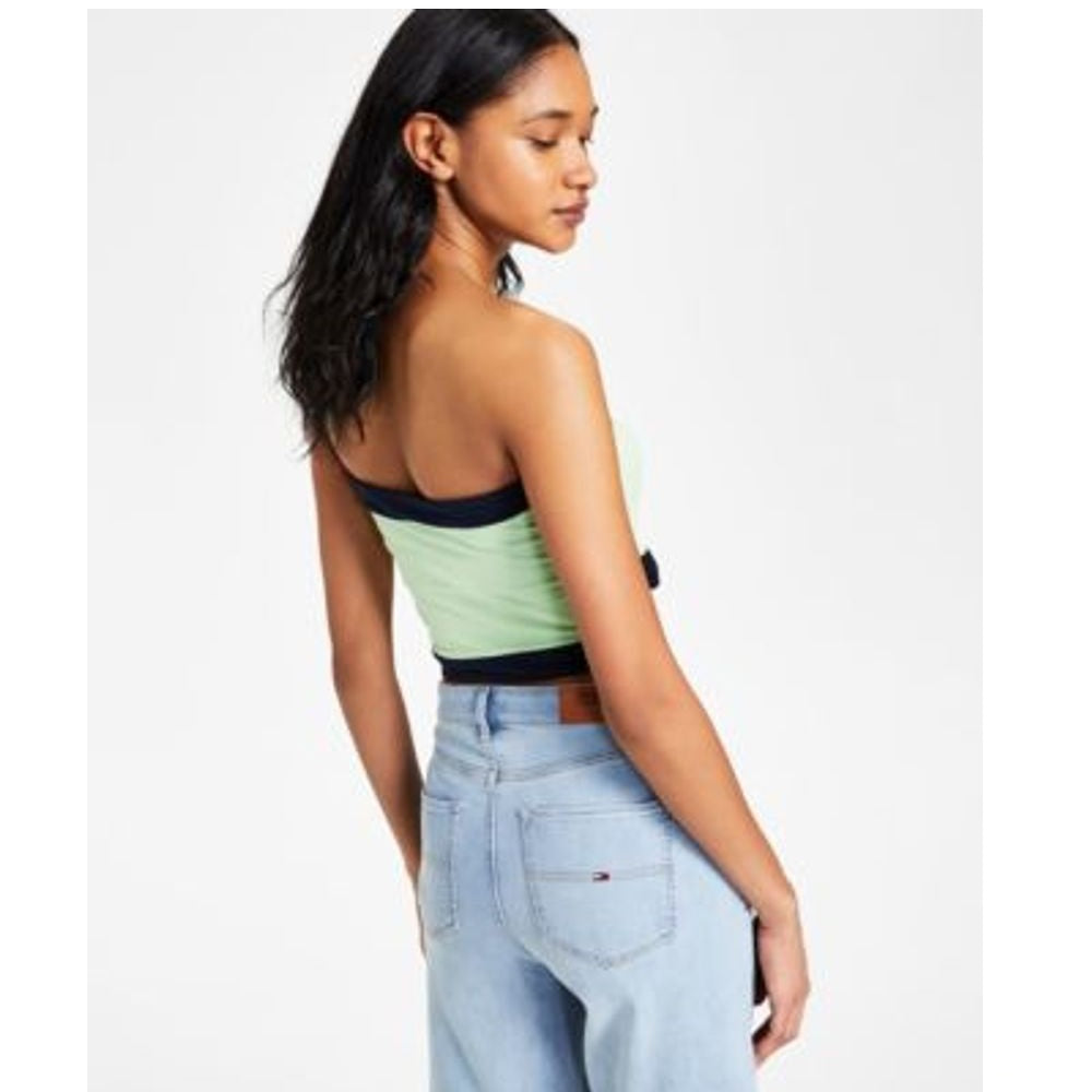 Tommy Jeans Feminino Color Block Bandeau Verde Tamanho M