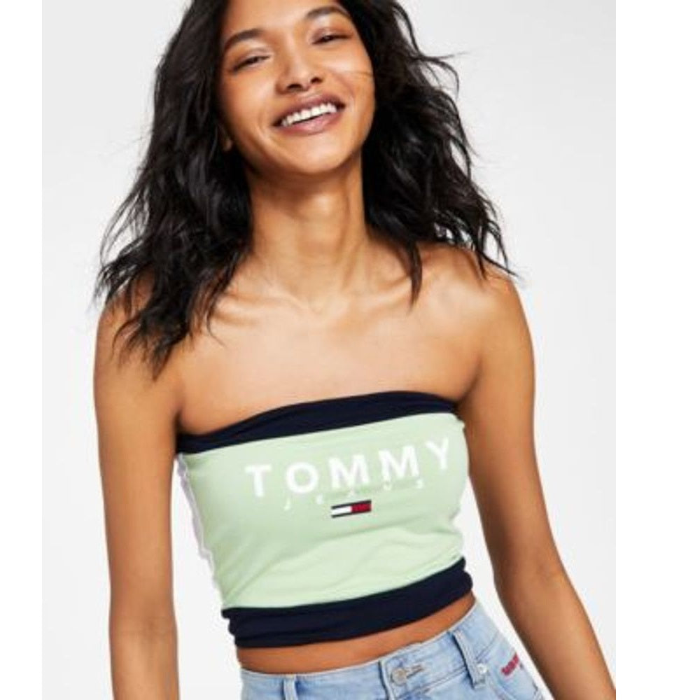 Tommy Jeans Feminino Color Block Bandeau Verde Tamanho M