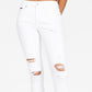 Calça jeans skinny feminina Tommy Jeans rasgada, cintura média, branca, tamanho 31