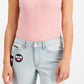 Tommy Jeans Feminino Canelado Alcinhas Espaguete Rosa Tamanho X-S