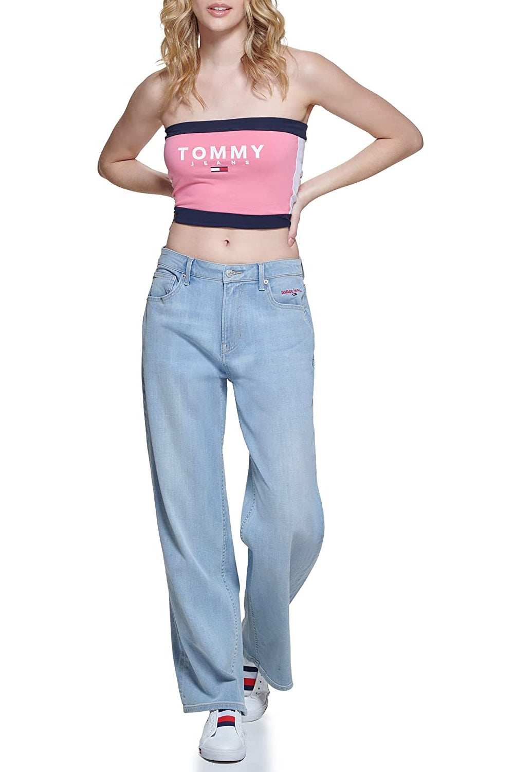 Tommy Jeans Feminino Color Block Bandeau Rosa Tamanho P