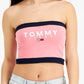 Tommy Jeans Feminino Color Block Bandeau Rosa Tamanho X-S