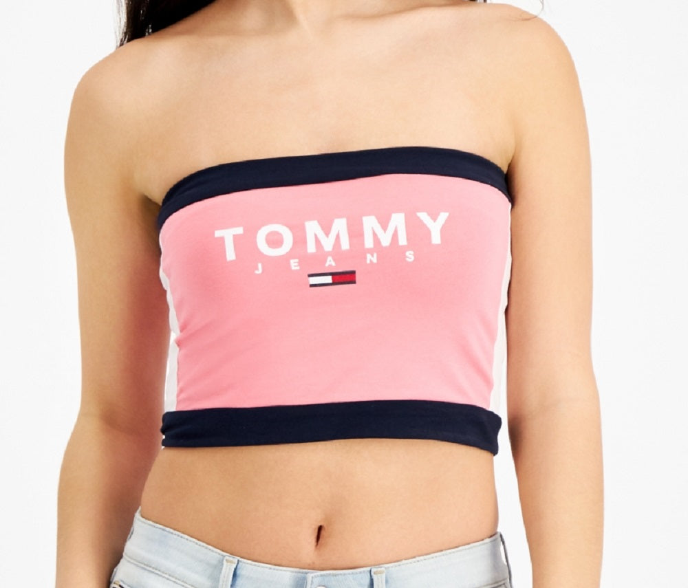 Tommy Jeans Feminino Color Block Bandeau Rosa Tamanho X-S