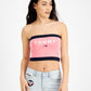 Tommy Jeans Feminino Color Block Bandeau Rosa Tamanho X-S