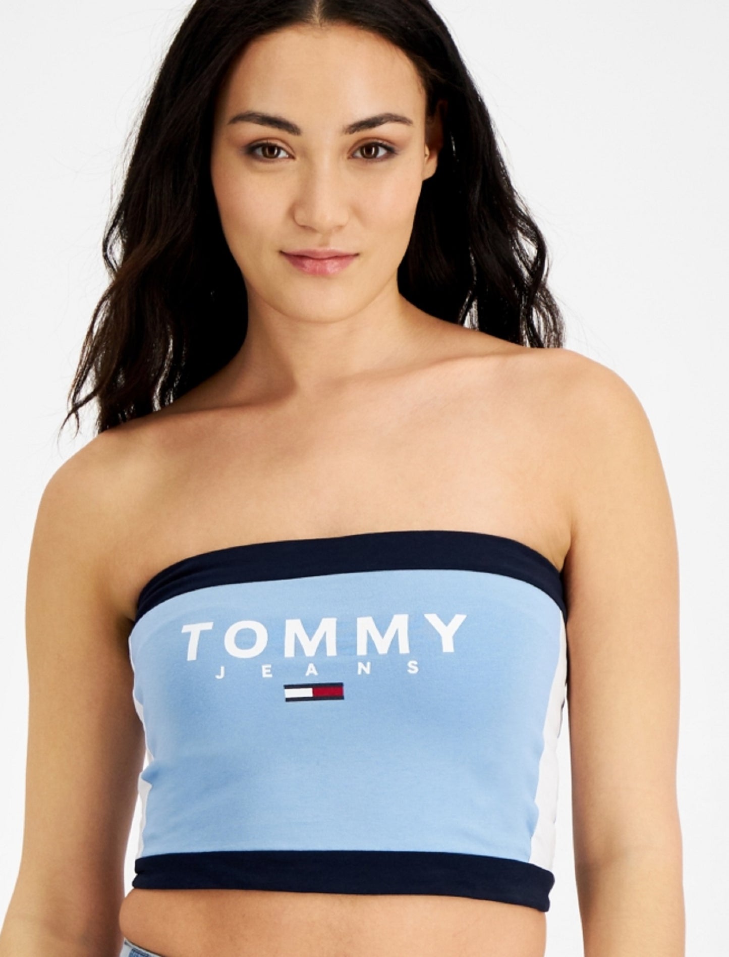 Tommy Jeans Feminino Color Block Bandeau Azul Tamanho X-Grande