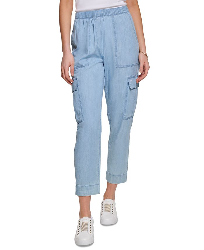 Calça Tommy Hilfiger Feminina Cambraia Azul Tamanho Grande