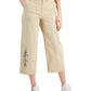 Calça feminina Tommy Hilfiger com bolso e logo, perna larga, marrom, tamanho 8