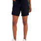Tommy Hilfiger Shorts utilitário feminino liso com punho enrolado, preto, tamanho grande
