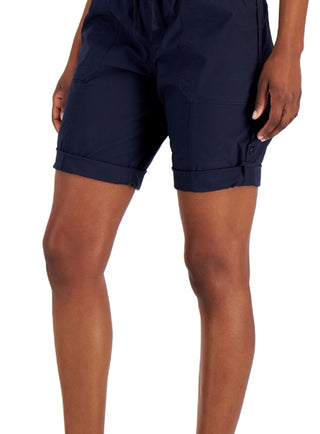 Tommy Hilfiger Shorts utilitário feminino liso com punho enrolado, azul, tamanho grande