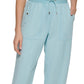 Calça curta Tommy Hilfiger feminina lisa, azul, tamanho médio