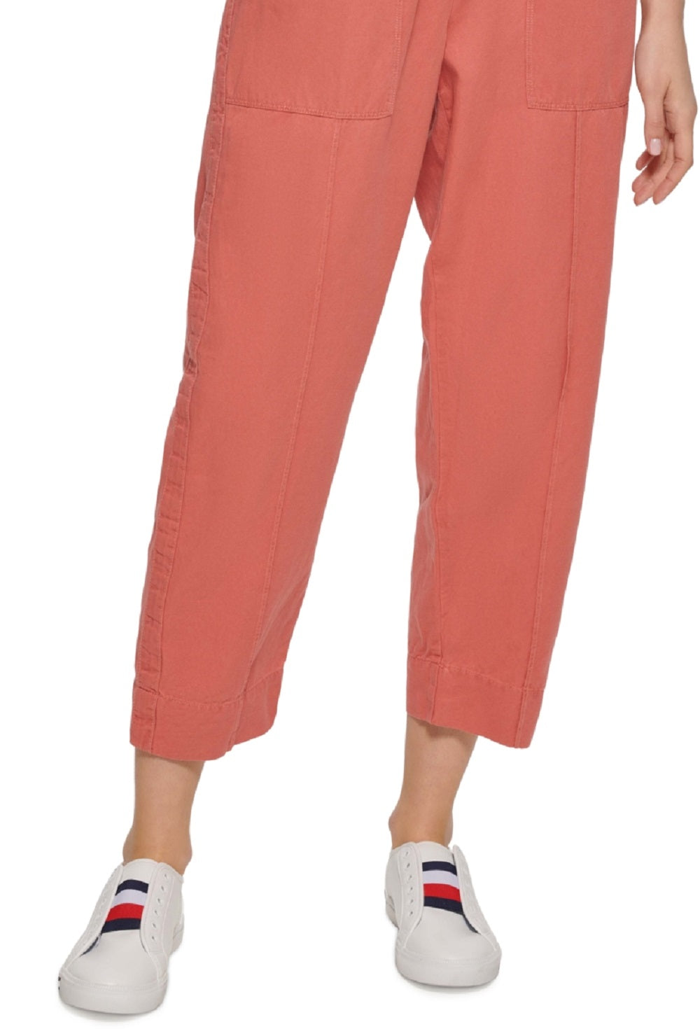 Calça curta Tommy Hilfiger feminina lisa, rosa, tamanho pequeno