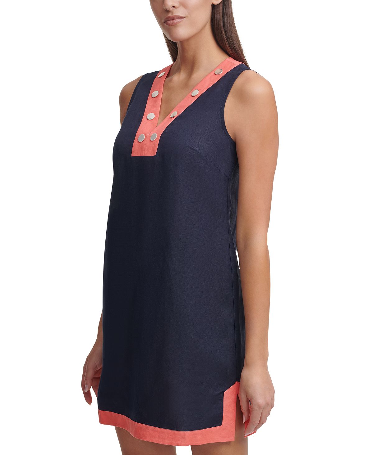 Vestido feminino Tommy Hilfiger Petite Colorblocked Shift Azul Tamanho 12 Petite