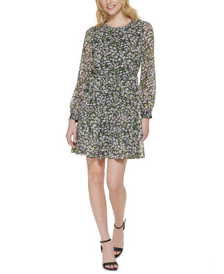 Vestido Tommy Hilfiger Daisy Garden Godet Fit &amp; Flare Feminino Rosa Tamanho 6 Petite