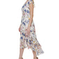 Vestido midi alto e baixo com estampa floral Tommy Hilfiger feminino, bege, tamanho 4, pequeno