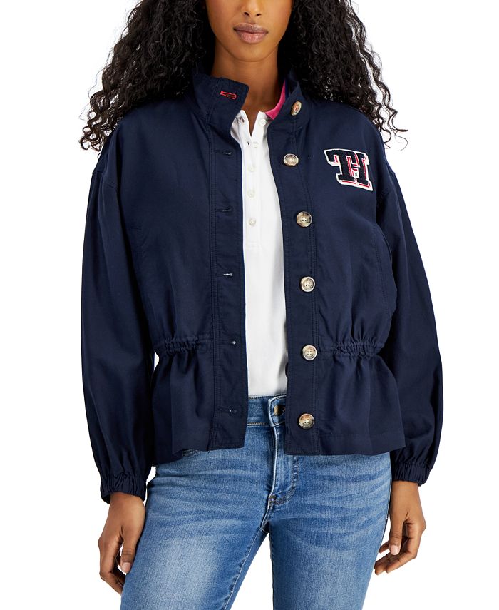 Jaqueta Tommy Hilfiger Feminina com Logotipo Azul Tamanho X-G