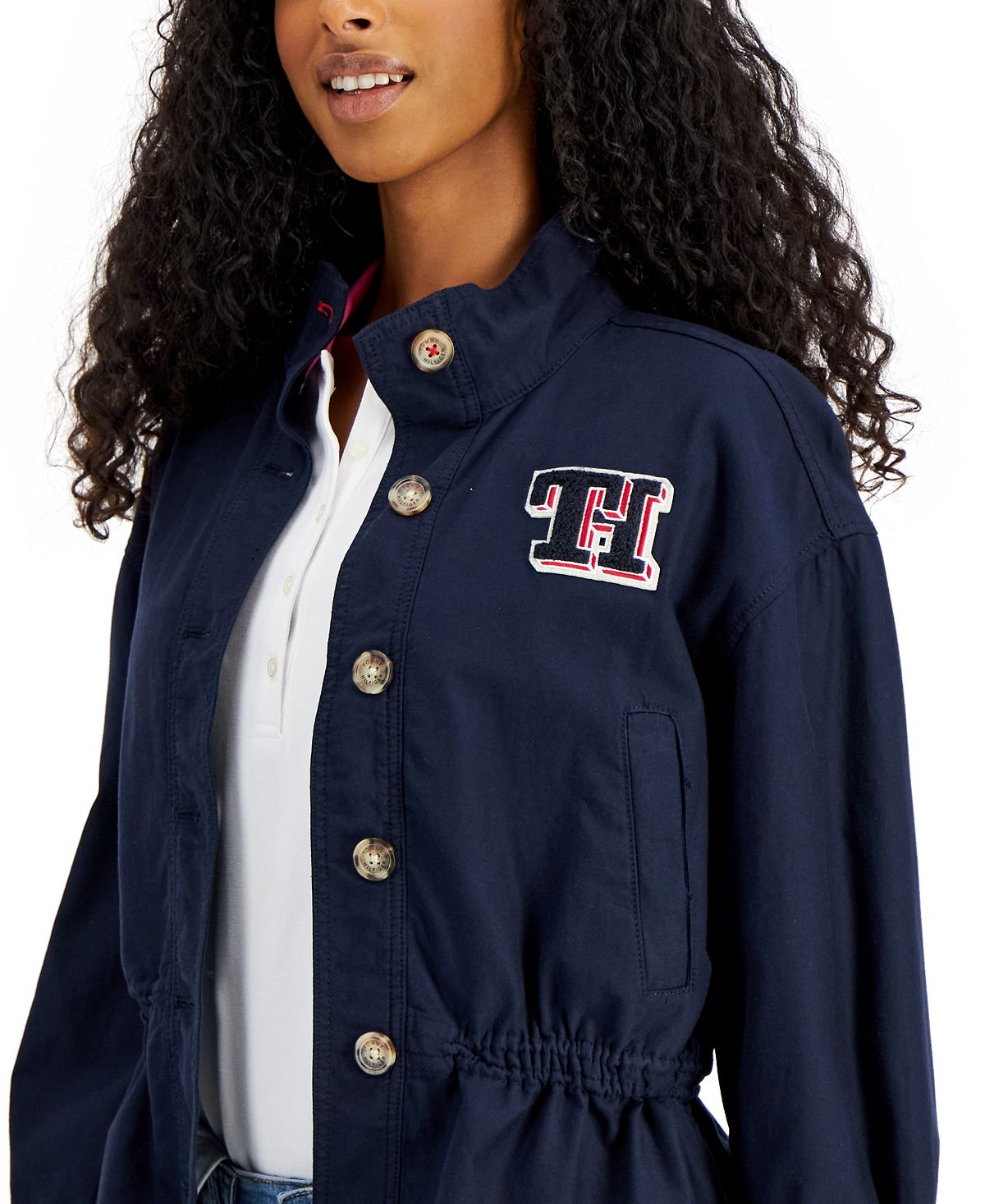 Jaqueta Tommy Hilfiger Feminina com Logotipo Azul Tamanho X-G