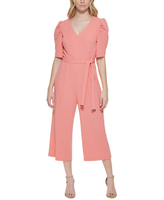 Tommy Hilfiger Women's Puffed Sleeve Jumpsuit Pink Size 2