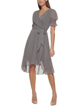 Tommy Hilfiger Women's Printed Midi Dress Black Size 2