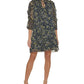 Vestido feminino Tommy Hilfiger com estampa floral e babados, azul, tamanho 12
