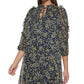 Vestido feminino Tommy Hilfiger com estampa floral e babados, azul, tamanho 12