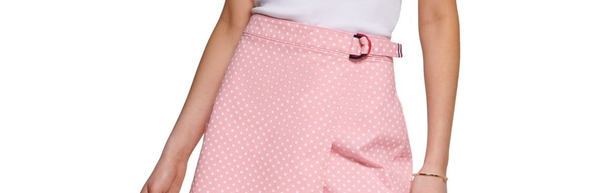 Tommy Hilfiger Saia-calça Feminina com Estampa de Bolinhas Rosa Tamanho 18