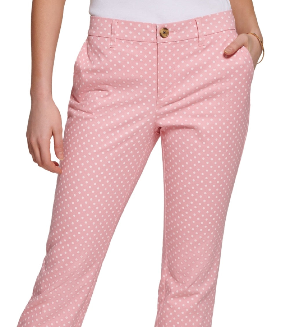 Calça Chino Tommy Hilfiger Feminina com Estampa de Bolinhas Rosa