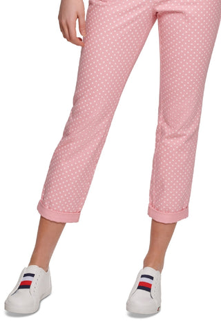 Calça Chino Tommy Hilfiger Feminina com Estampa de Bolinhas Rosa