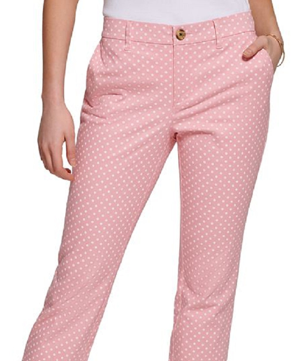 Calça Chino Tommy Hilfiger Feminina com Estampa de Bolinhas Rosa Tamanho 10