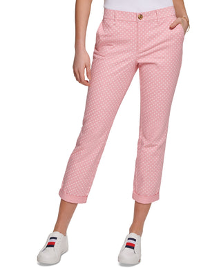 Calça Chino Tommy Hilfiger Feminina com Estampa de Bolinhas Rosa
