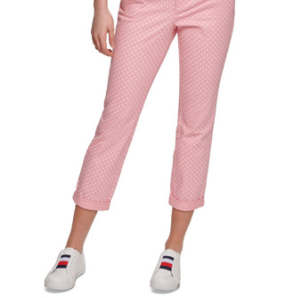 Calça Chino Tommy Hilfiger Feminina com Estampa de Bolinhas Rosa